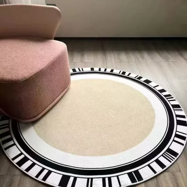 Round Geometric Area Rug 120cm