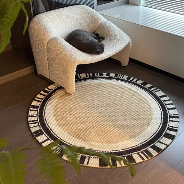 Round Geometric Area Rug 120cm