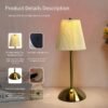 1208c0f9-8950-4f46-8e0c-b0eef5a662aa.jpg Metal Base, Pleated Fabric Lampshade - Bedside Lamp Night Light random colour