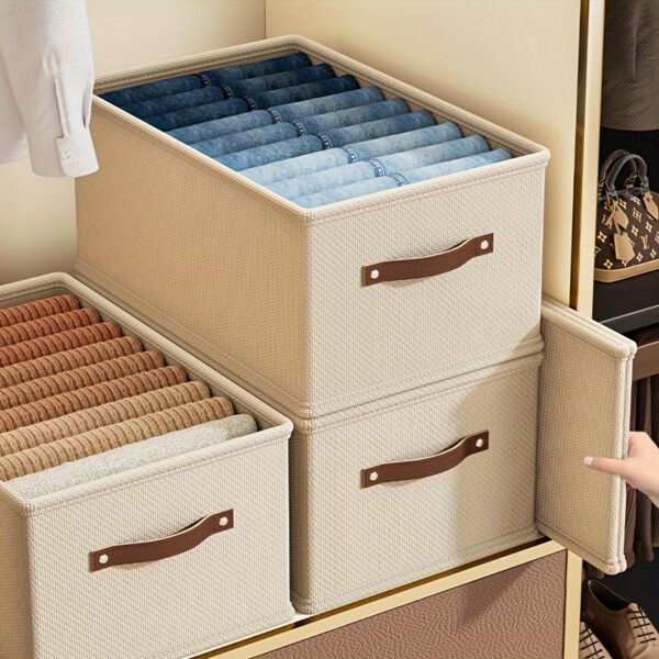 351c815e-8621-4f92-9d72-f8fb967c15c2.jpg 1pc Modern Oxford Fabric Storage Box with Upgraded Leather Handle media 35.99 x 18.01 x 16.99 cm