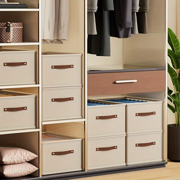412e40d9-18a4-44ac-817e-7eedcb0b84b9.jpg 1pc Modern Oxford Fabric Storage Box with Upgraded Leather Handle media 35.99 x 18.01 x 16.99 cm