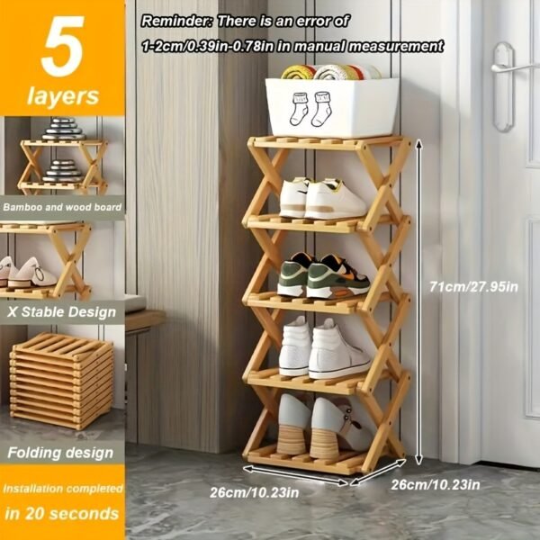 This Is a No-installation Foldable Bamboo Shoe Rack small high