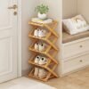 This Is a No-installation Foldable Bamboo Shoe Rack small high