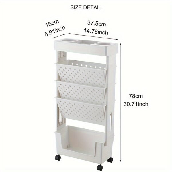 1pc Five Levels Movable Bookshelf Shelf white