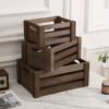 3pcs Rustic Farmhouse Wooden Storage Crates Set