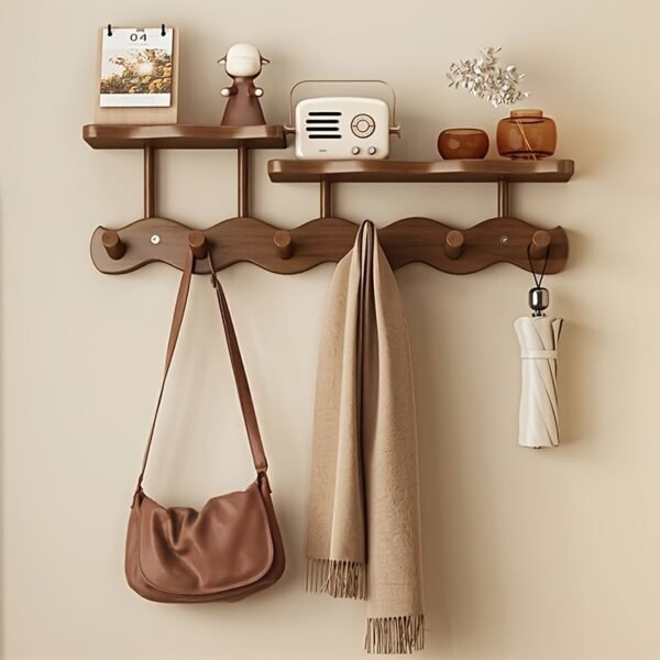 1 Wooden Wall-Mounted Coat Rack
